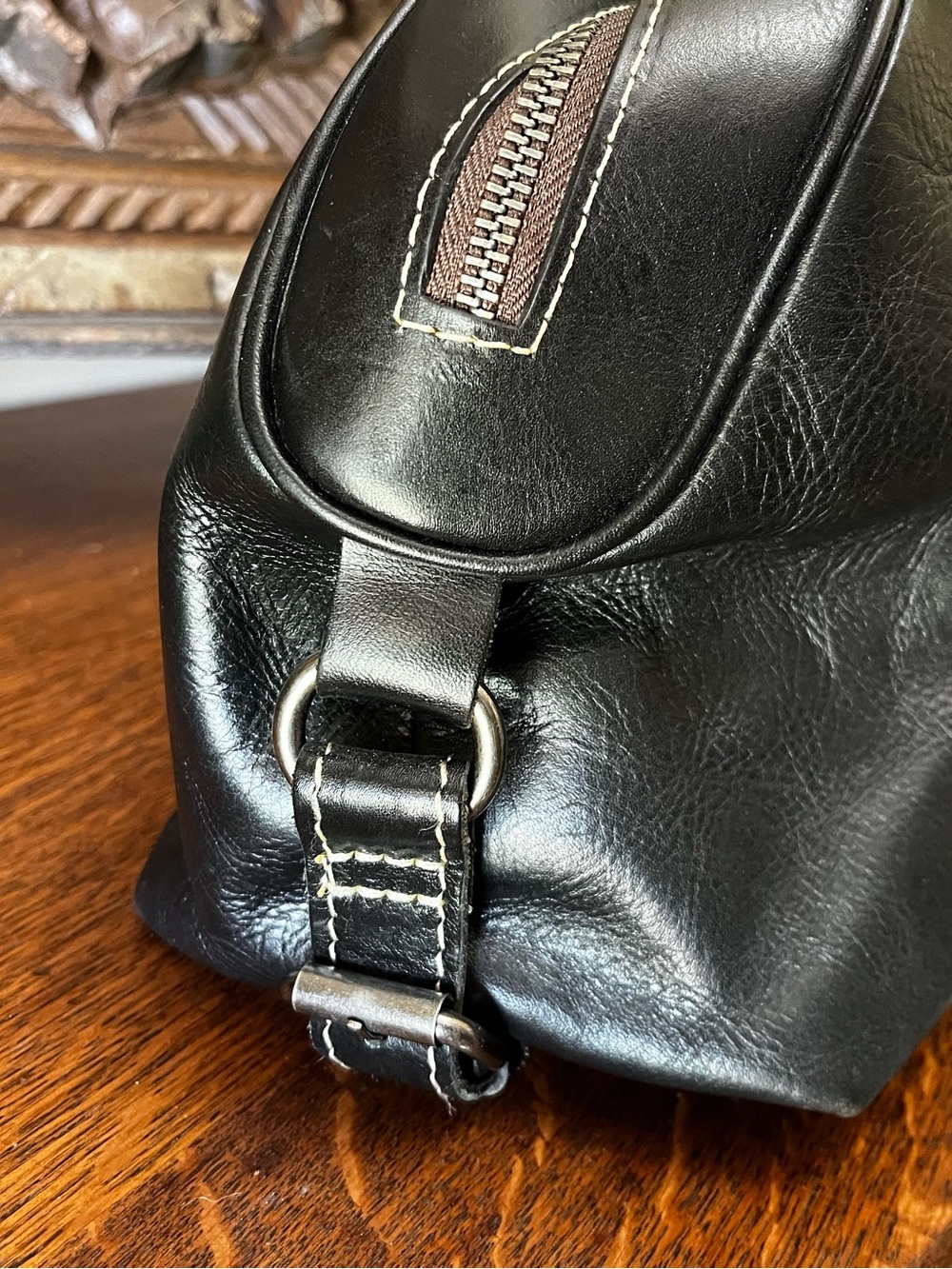 Patricia Nash Kavala Black Leather Whipstitch Satchel - Picture 5 of 12